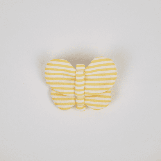 Barrette petit papillon rayé jaune