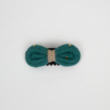 Barrette Noeud Anti-Glisse gaze pois or eucalyptus
