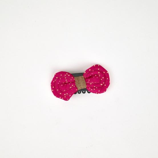 Barrette Noeud Anti-Glisse fuchsia pailleté