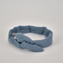 Bandeau vintage gaze pois or bleu gris