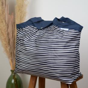 Sac cabas moyen rayé ivoire marine