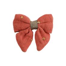 Barrette Mini Noeud Papillon gaze pois or rose blush