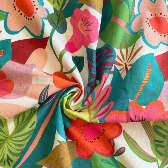 Tissu coton au mètre fleurs des iles
