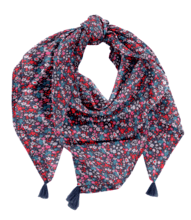 Foulard pompon romance fleurie