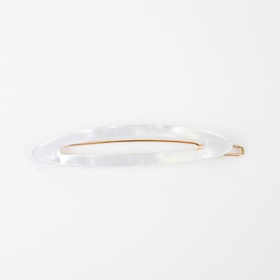 Barrette ovale moyenne blanc nacré