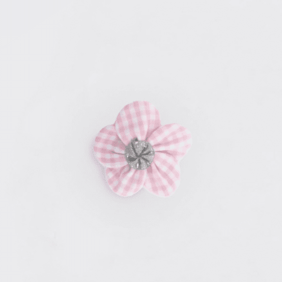 Mini Barrette Pétales de Fleur vichy rose