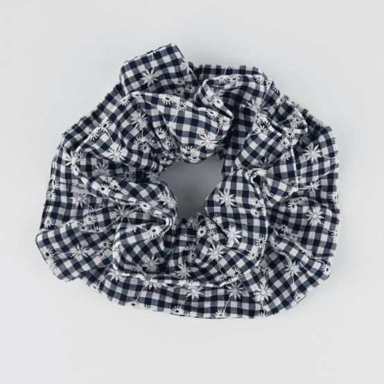 Maxi chouchou double vichy brodé marine