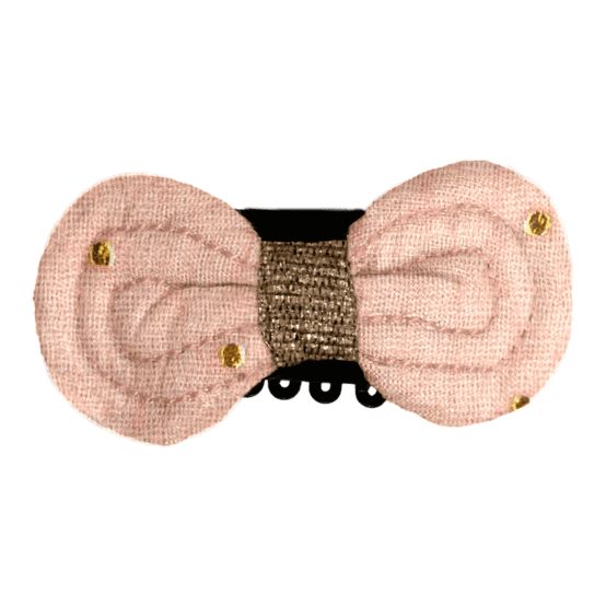 Barrette Noeud Anti-Glisse gaze pois or rose