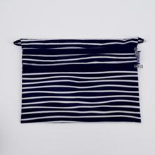 Pochette plate Aloïs rayé ivoire marine
