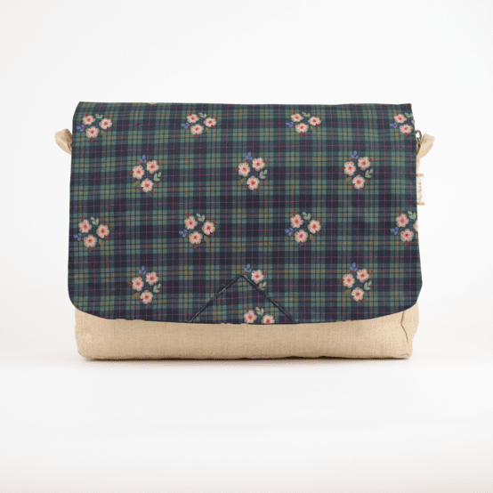 Rabat besace carré grand tartan fleuri