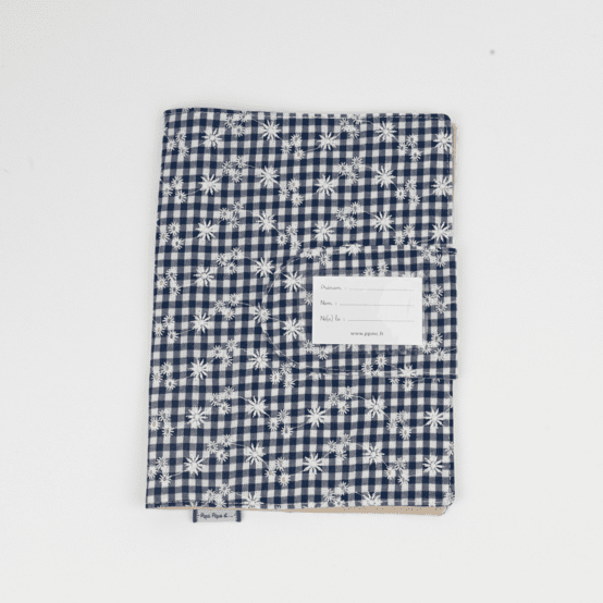Protège carnet de santé vichy brodé marine
