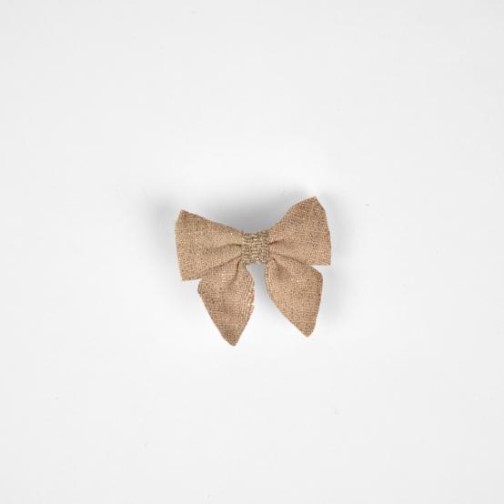 Barrette Mini Noeud Papillon gaze pailletée camel