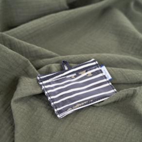 Porte badge rayé ivoire marine