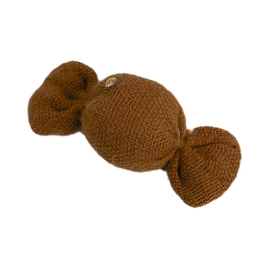 Petite barrette mini bonbon gaze pois or caramel