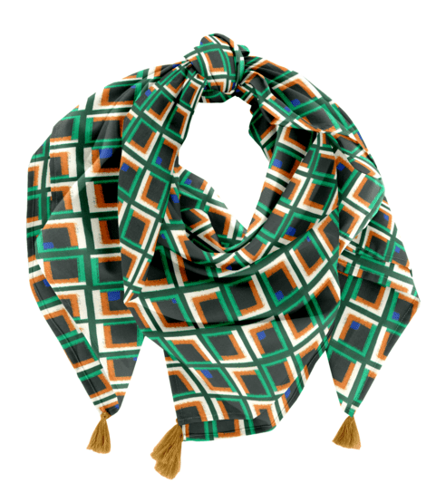 Foulard pompon carré d'art