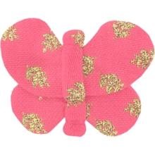 Barrette petit papillon feuillage or rose