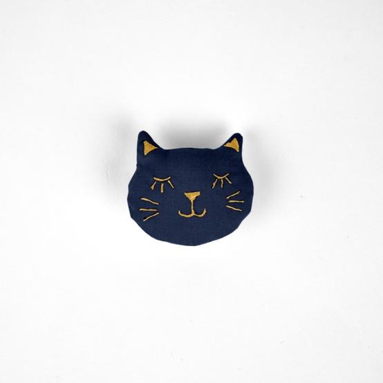 Barrette miaou bleu marine