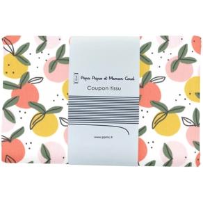 Coupon tissu 1 m ex2519 ronde de fruits blanc peche