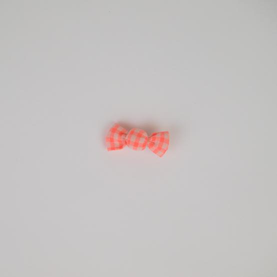 Petite barrette mini bonbon vichy orange fluo
