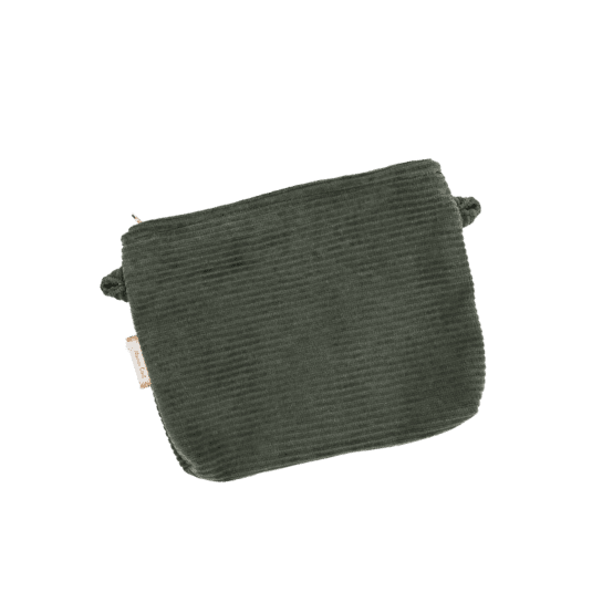 Mini pochette tissu velours côtelé kaki