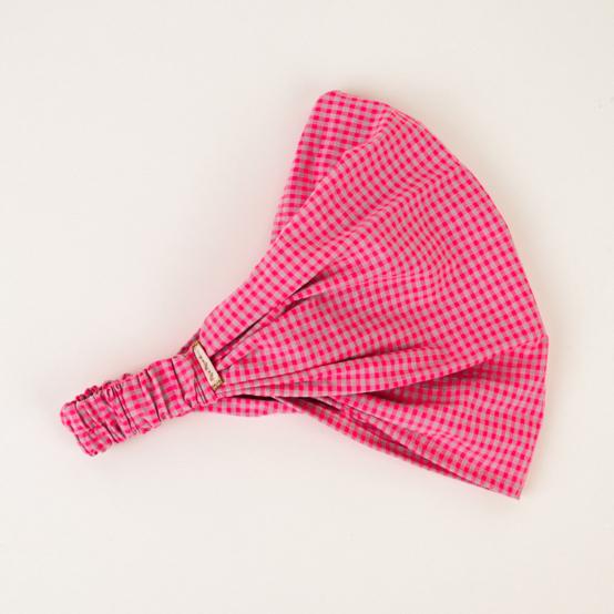Bandeau fichu Adulte vichy rose fluo