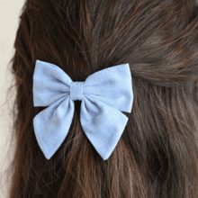 Barrette noeud papillon oxford ciel