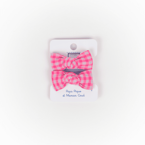 Elastiques Mousse Petit Noeud vichy rose fluo