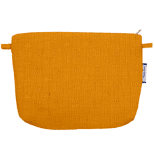 Pochette tissu gaze dentelle ocre