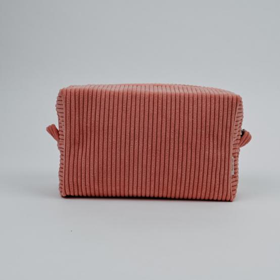 Trousse de toilette rectangle velours côtelé rose blush