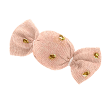 Petite barrette mini bonbon gaze pois or rose