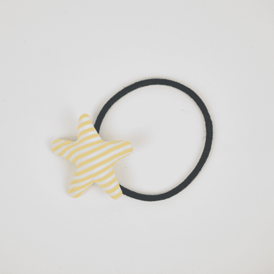 Elastique cheveux étoile rayé jaune