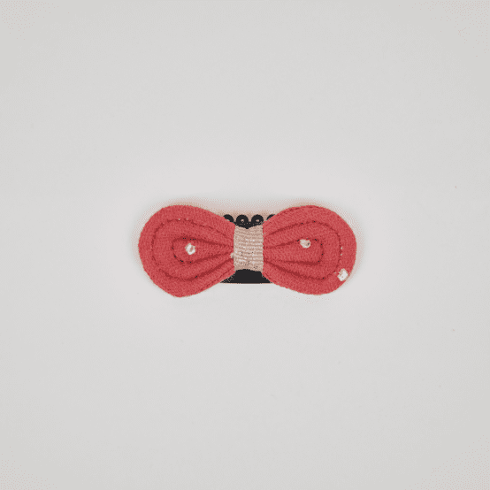 Barrette Noeud Anti-Glisse gaze pois or marsala