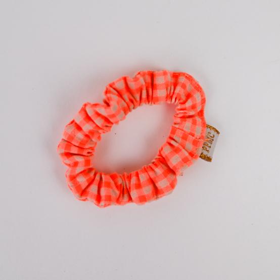 Mini Chouchou vichy orange fluo