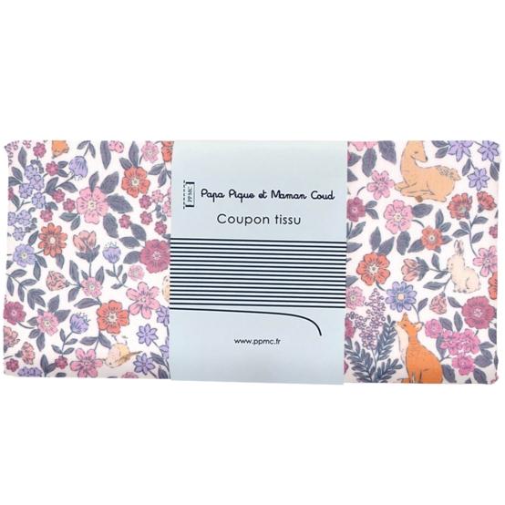 Coupon tissu 50 cm comptine enchantée rose