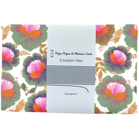 Coupon tissu 1 m fleur de thé