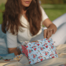 Pochette tissu horizons fleuris