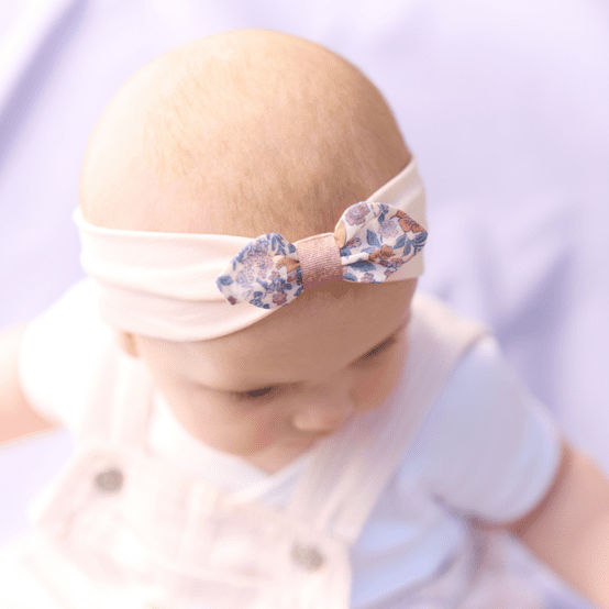 Bandeau jersey bébé noeud comptine enchantée rose