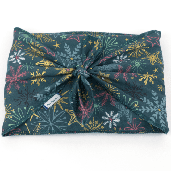 Fupochiki XL (29  x 34 cm) ex2556 noel étoile de noel or vert bleu