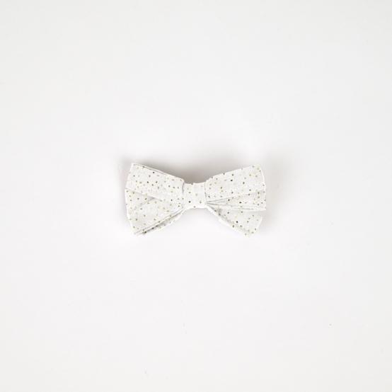 Barrette ruban  blanc pailleté
