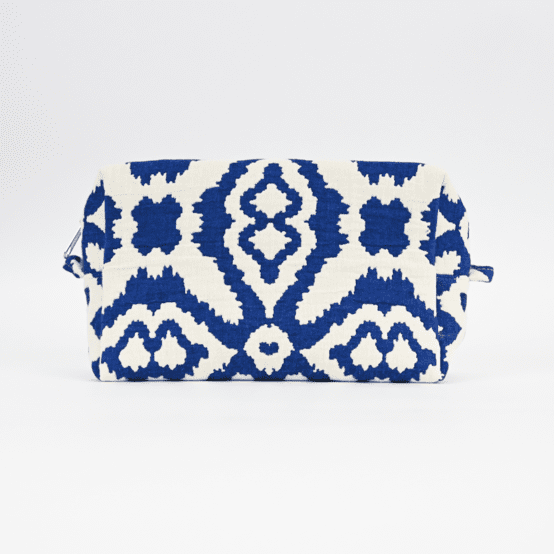 Trousse de toilette rectangle jacquard bleu