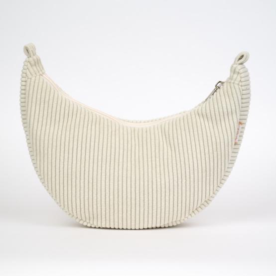 Sac demi lune petit  velours côtelé large ivoire