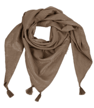 Foulard pompon gaze pailletée camel