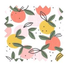 Tissu coton au mètre ex2519 ronde de fruits blanc peche