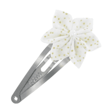 Barrette clic-clac fleur étoile  blanc pailleté