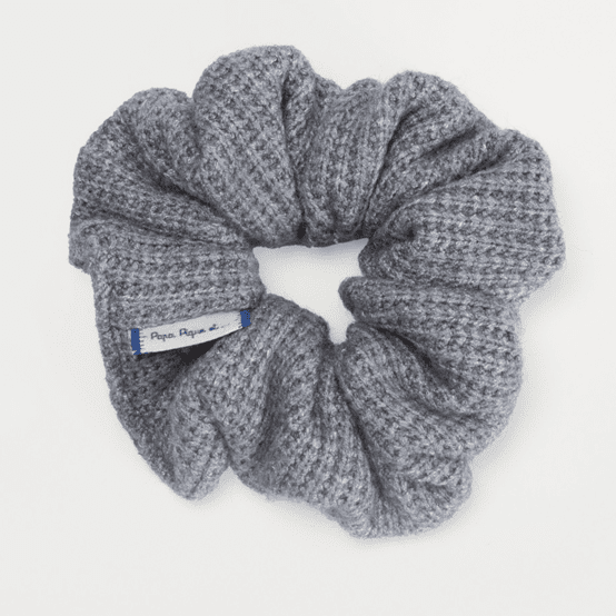 Chouchou maille côtelée bleu gris