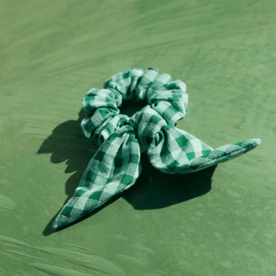 Chouchou nœud  vichy vert menthe