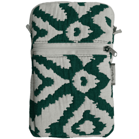 Pochette téléphone matelassée jacquard vert