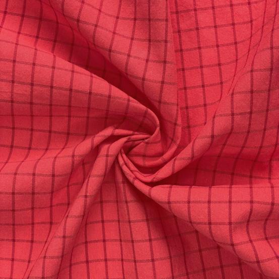 Tissu coton au mètre ex2529 carreaux bicolores cerise