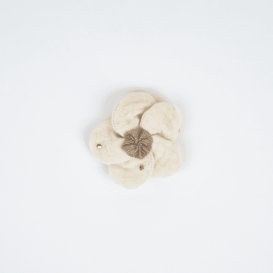 Mini Barrette Pétales de Fleur gaze pois or écru