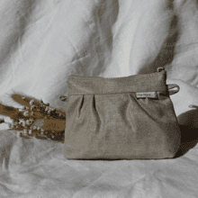 Mini pochette plissée lin doré